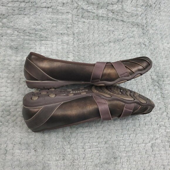 Skechers Mary Jane Shoes Womens Size 7 Metallic Brown Leather Slip On Comfort - Picture 7 of 8